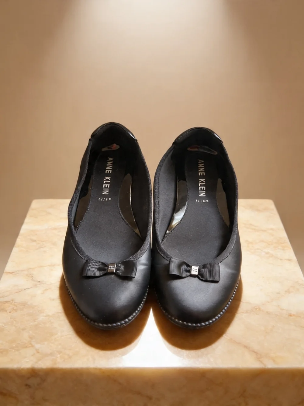 Anne Klein Black Bow Trim Classic Ballet Flats